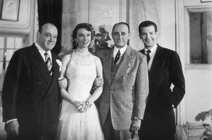 Juan D'Arienzo · Francisco Canaro · Mariano Mores — Francisco Canaro, Diana Maggi, Juan D'Arienzo y Mariano Mores en 1949.