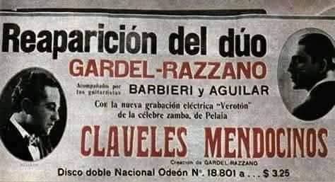 El dúo Gardel-Razzano registraron este tema el 31/12/1929 y la obra le pertenece en su totalidad al italiano Alfredo Pelaia, que de pequeño llegó al país radicándose en Mendoza, donde con el tiempo se convertiría en una figura destacadísima en toda la región de Cuyo.