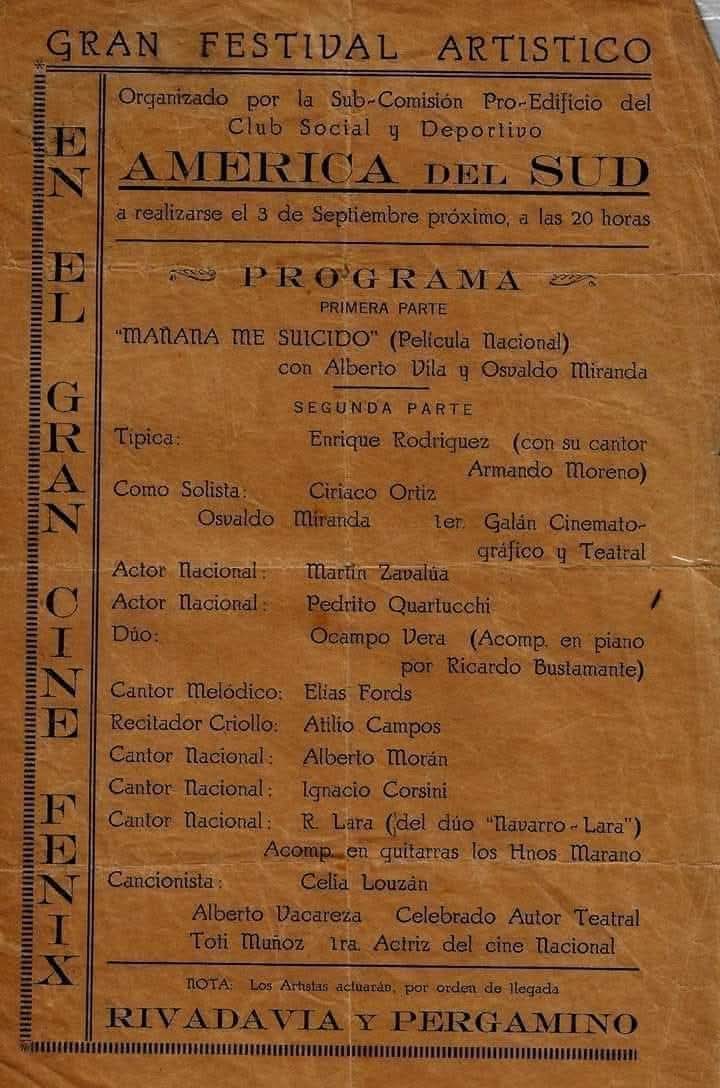 Ignacio Corsini — Un viejo programa de un club de alguna ciudad del pais, miren las figuras que se presentaban la misma noche en el mismo festival. Desde Ciriaco Ortiz a alberto Morán, en sus inicios antes de cantar con Pugliese. Y como broche de oro. DON IGNACIO CORSINI.