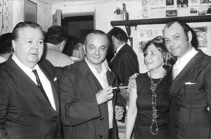 Astor Piazzolla · Aníbal Troilo · Horacio Ferrer — Desde la izquierda en esta imagen de hace medio siglo vemos a Aníbal Troilo, Astor Piazzolla, ZIta (esposa de Pichuco) y Horacio Ferrer.