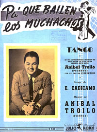 Tapa del disco 'Pa' que bailen los muchachos' de Aníbal Troilo con su retrato