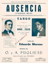 Partitura del tango 'Ausencia' con retrato de Osvaldo Pugliese