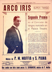 Portada de la revista Arco Iris con retrato de Pedro Maffia, destacando su segundo premio en un concurso musical