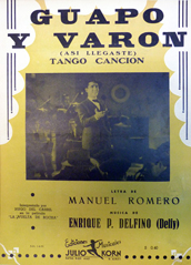 Partitura del tango 'Guapo y Varón' con música de Enrique D. Delfino