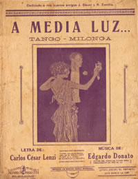 Partitura del tango 'A Media Luz' con música de Edgardo Donato