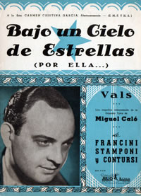 Tapa de la partitura 'Bajo un Cielo de Estrellas' con retrato de Héctor Stamponi
