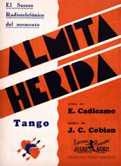 Partitura del tango 'Almita Herida' compuesto por Juan Carlos Cobián