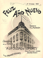 Partitura 'Feliz Año Nuevo' de Eugenio De Alarcón con retrato del compositor