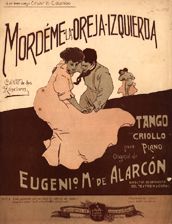 Partitura de 'Mordeme la oreja izquierda', tango de Eugenio de Alarcón