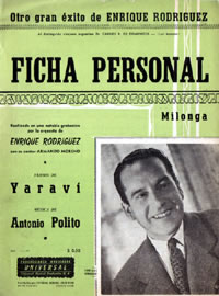 Tapa de la partitura 'Ficha Personal' con retrato de Antonio Polito